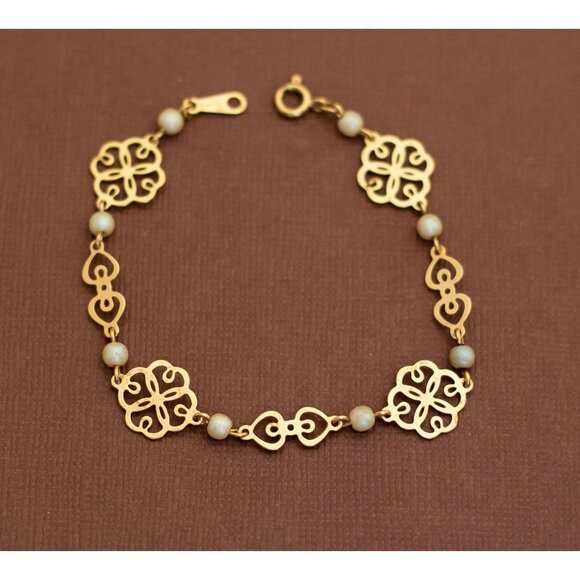 Vintage Art Nouveau Floral Crests Bracelet 7 inch by Avon - U5 - Picture 1 of 3